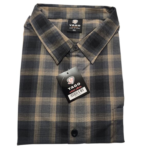 YAGO Men's Short Sleeve Plaid Button Down Shirt 5XL - Picture 8 of 8